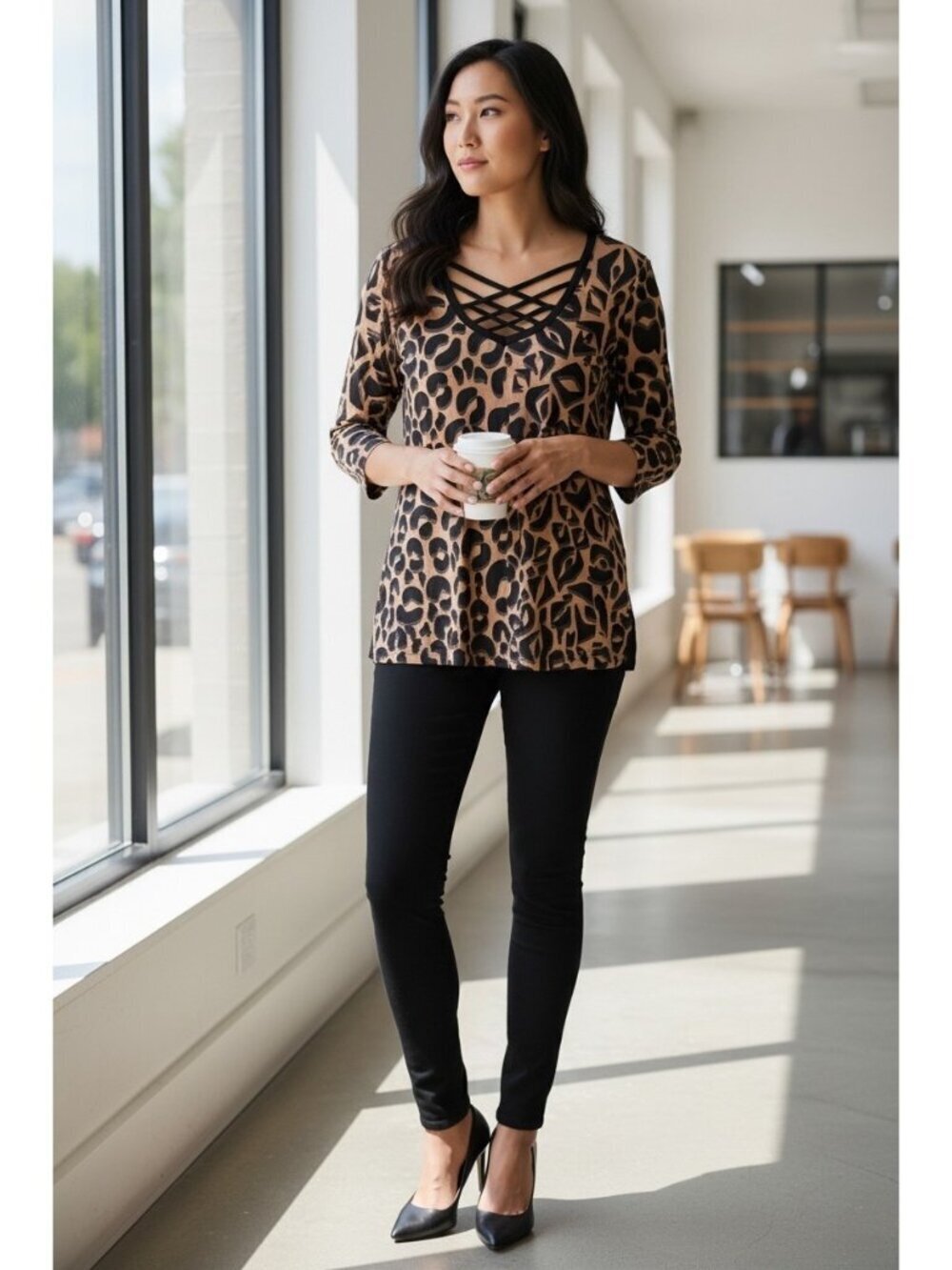 Lynn Ritchie Silver Women's Animal Print Top